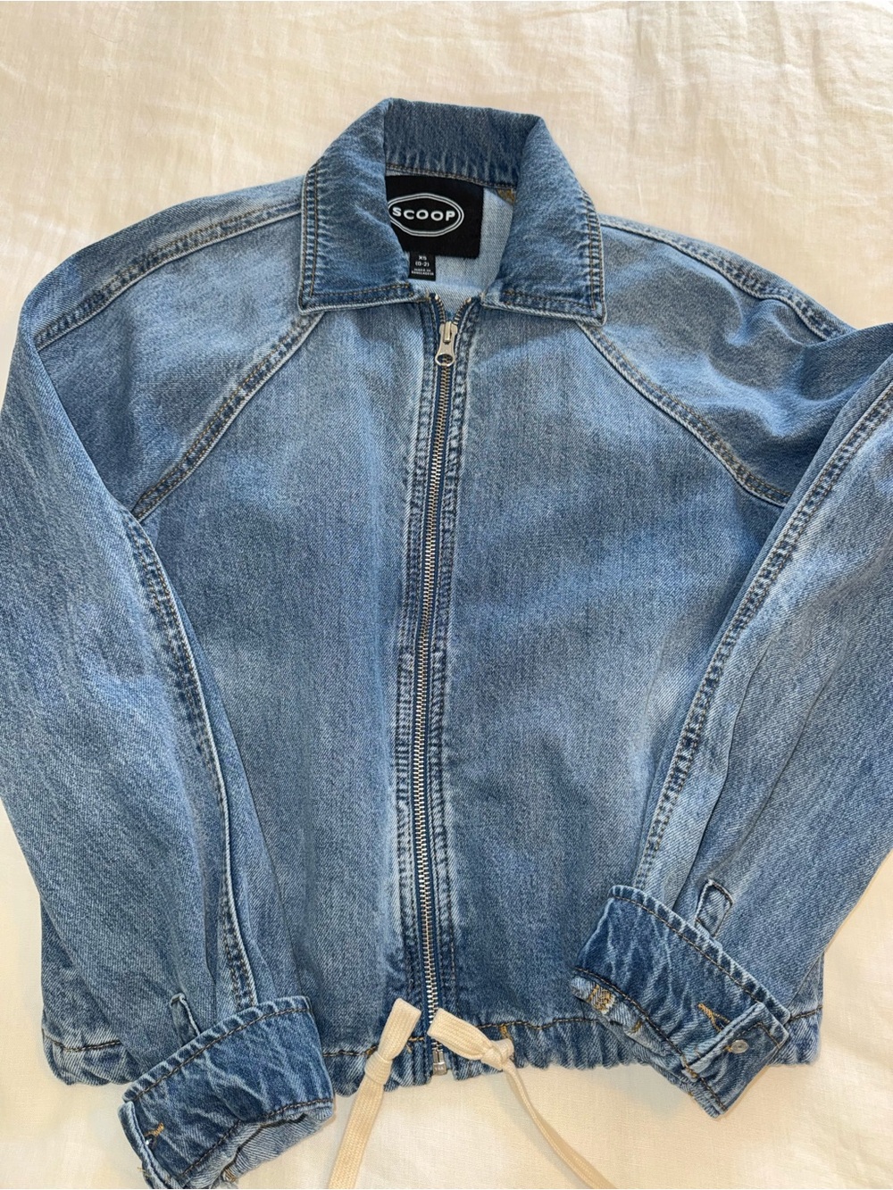 Scoop Light Blue Denim Zip-Front Jacket